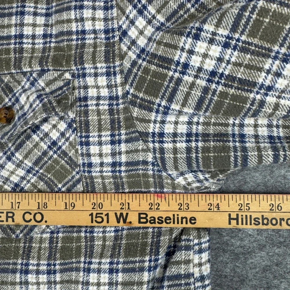 Levi Strauss Mens XL Quilted Lined Flannel Shirt Jacket Shacket Plaid Green Blue